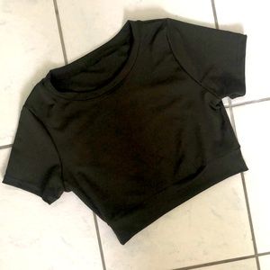 No brand navy green crop top. size:S/M